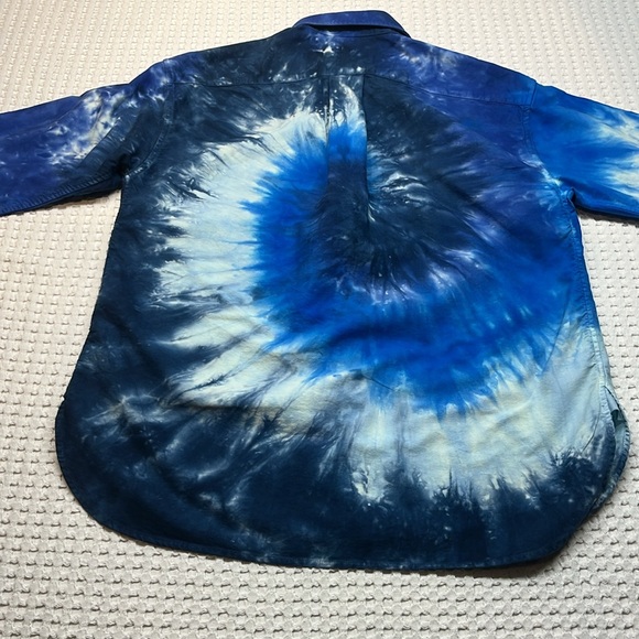 Ralph Lauren Men’s Tie Dye Button Up Long Sleeve Shirt Size 2 Pre Owned - Picture 5 of 9